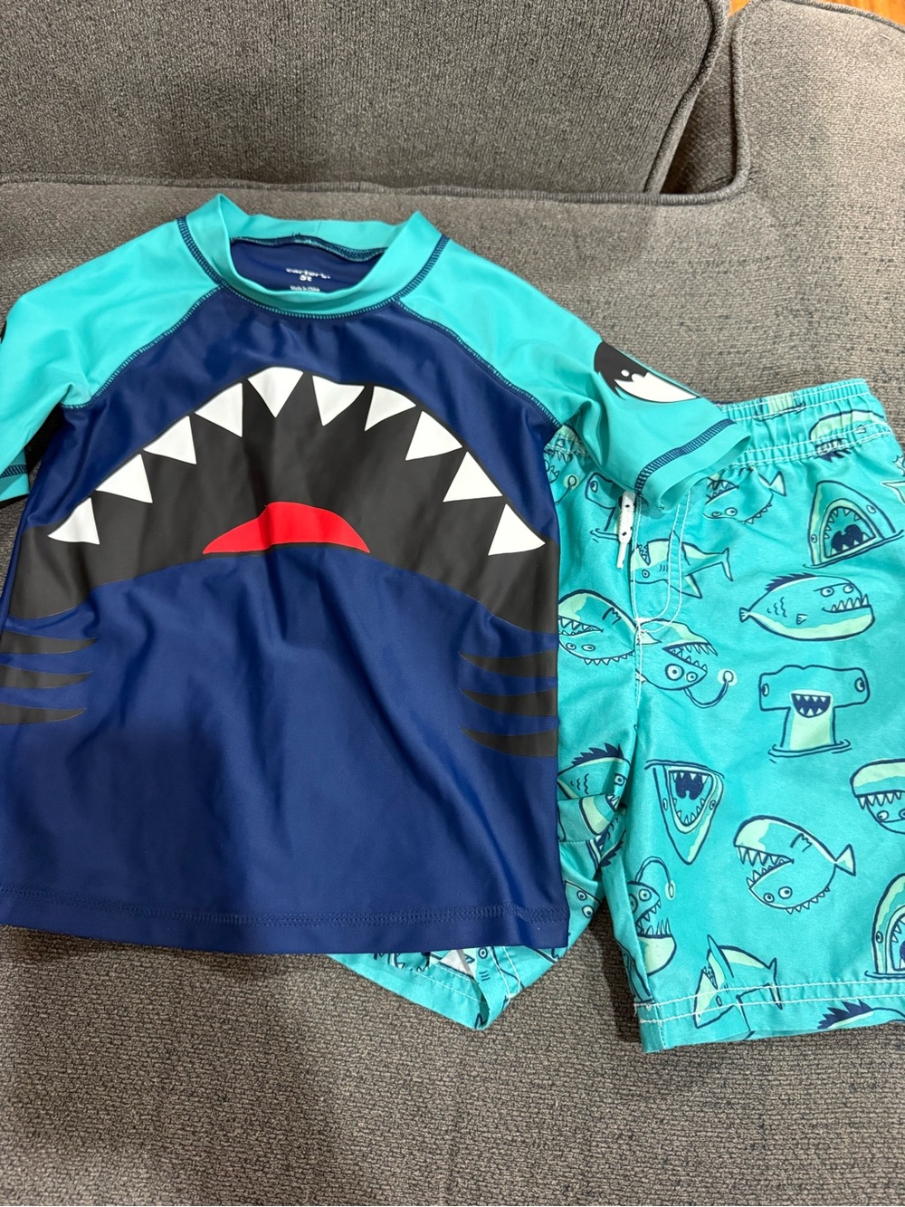 Carter's Navy and Aqua Shark Swim Set